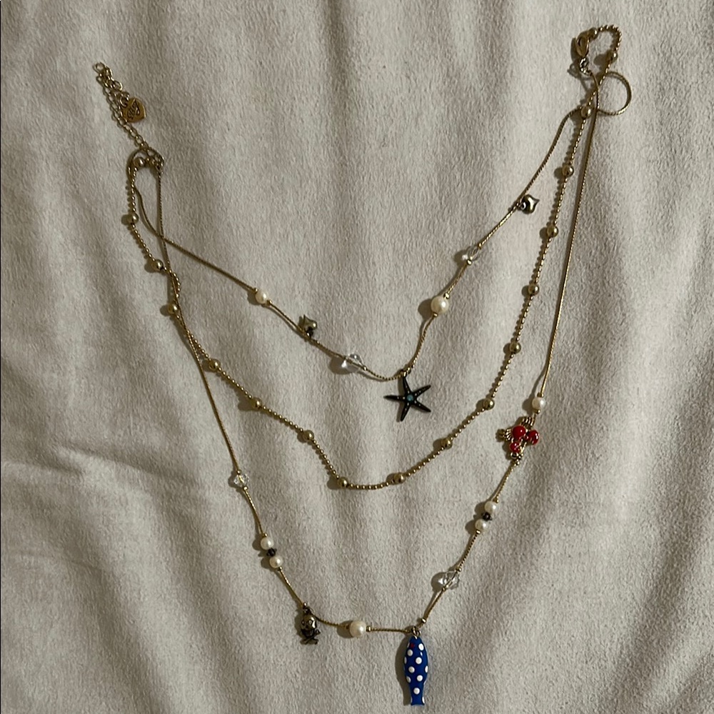 Betsey Johnson Ocean Themed 3-strand Necklace